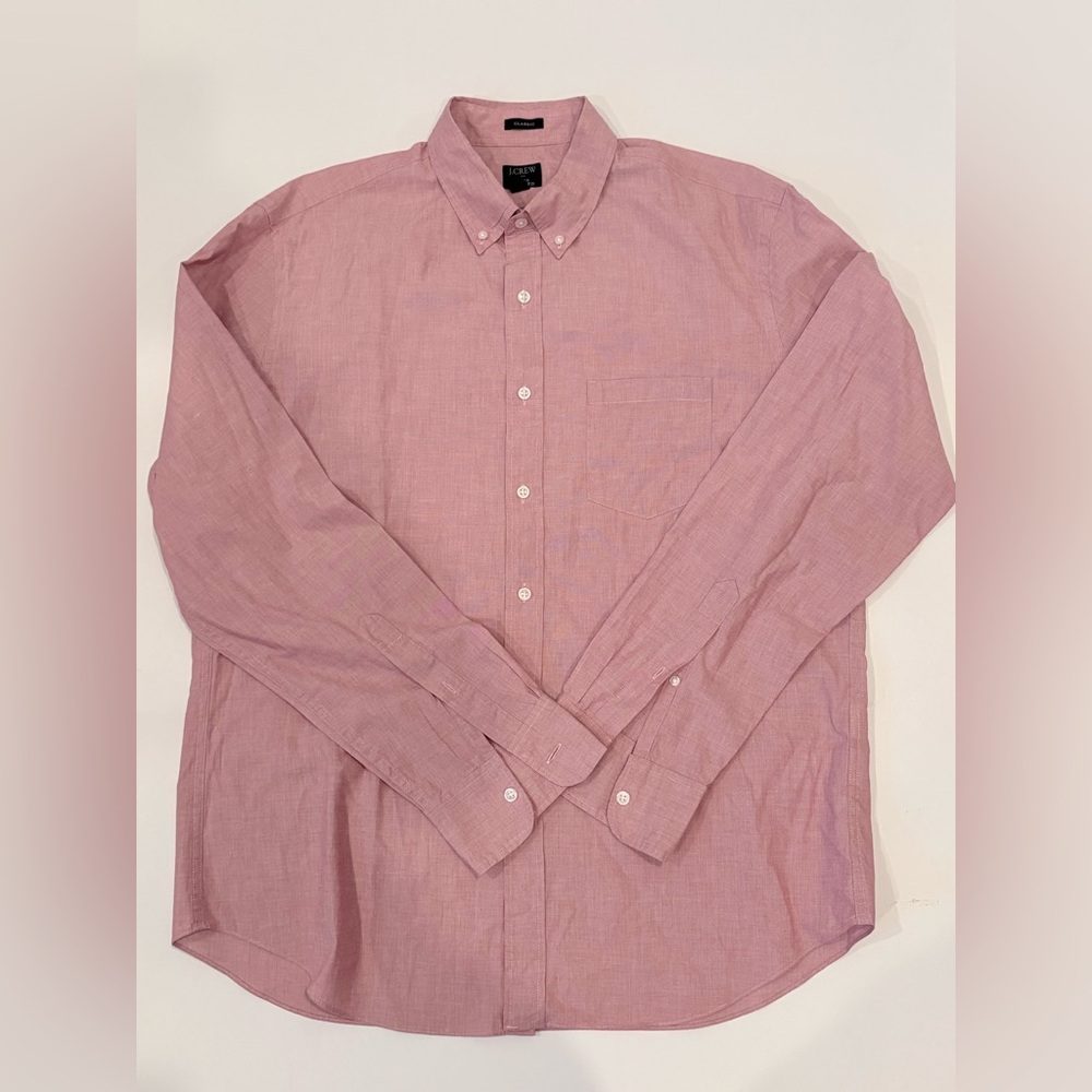J Crew Factory Red Long-Sleeve Button Down Shirt Size Large